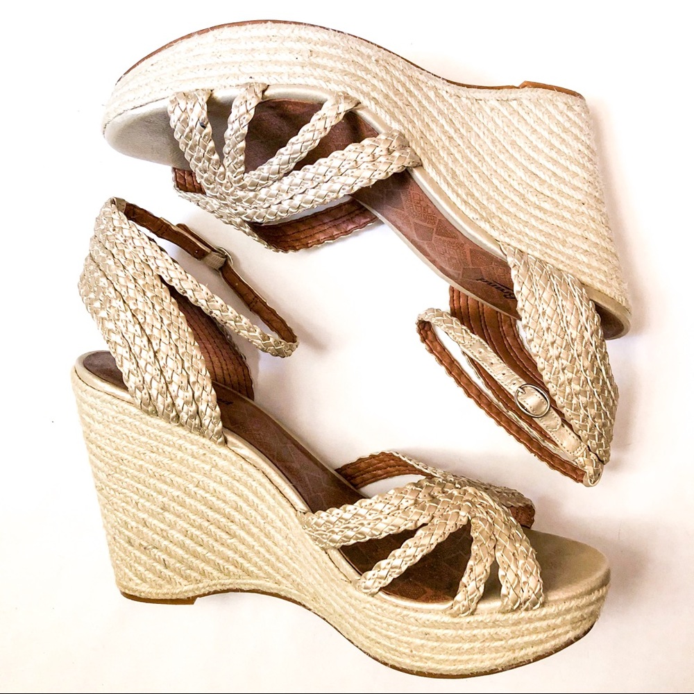 Platinum Braided Espadrille Wedges - Picture 3 of 6